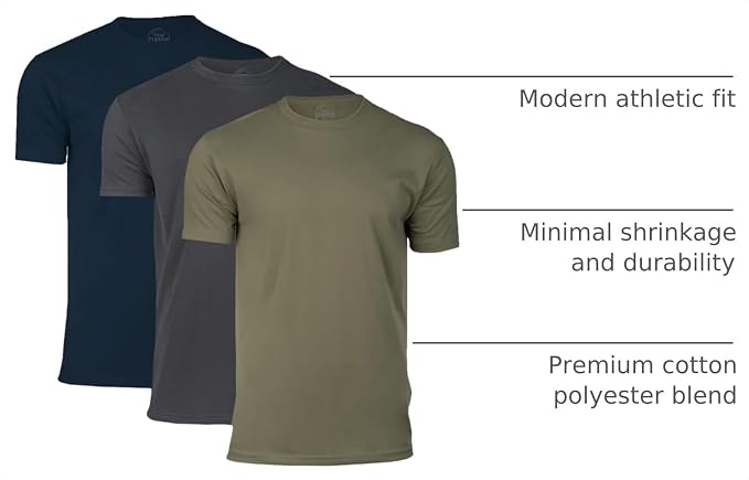 True Classic Mens T-Shirts – Short Sleeve Crew Premium Athletic Fitted Cotton-Poly Mens T-Shirts, Soft Breathable Plain Crew Neck Tee, Casual Shirts for Men Multipack