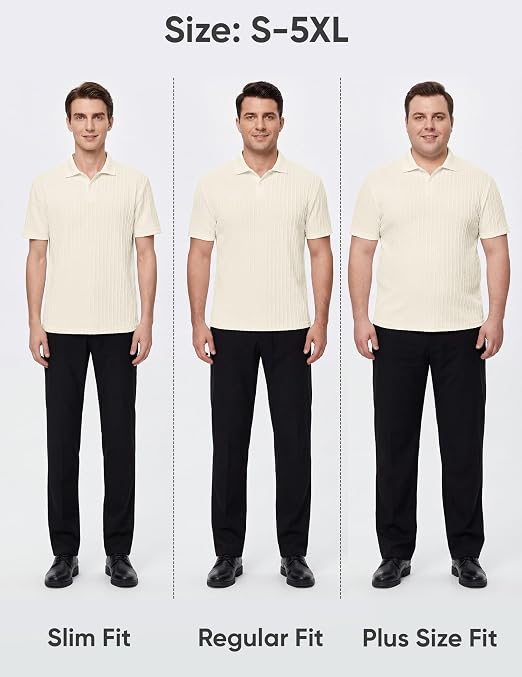 JMIERR Men's Textured Polo Shirt Short Sleeve Soft Stretch Fabric, Lightweight, Knit Feel, Short Sleeve Golf Polo, Regular Fit,