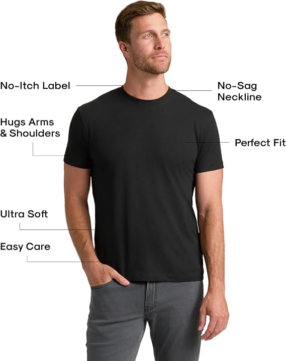 True Classic Mens T-Shirts – Short Sleeve Crew Premium Athletic Fitted Cotton-Poly Mens T-Shirts, Soft Breathable Plain Crew Neck Tee, Casual Shirts for Men Multipack
