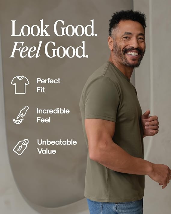 True Classic Mens T-Shirts – Short Sleeve Crew Premium Athletic Fitted Cotton-Poly Mens T-Shirts, Soft Breathable Plain Crew Neck Tee, Casual Shirts for Men Multipack