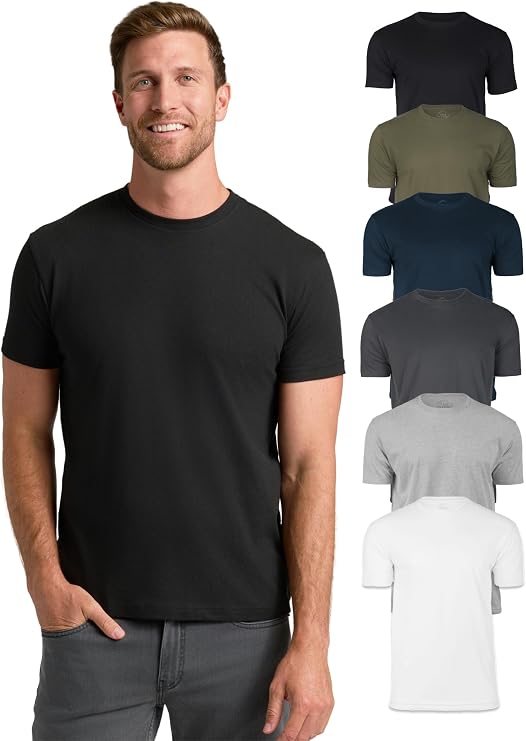 True Classic Mens T-Shirts – Short Sleeve Crew Premium Athletic Fitted Cotton-Poly Mens T-Shirts, Soft Breathable Plain Crew Neck Tee, Casual Shirts for Men Multipack