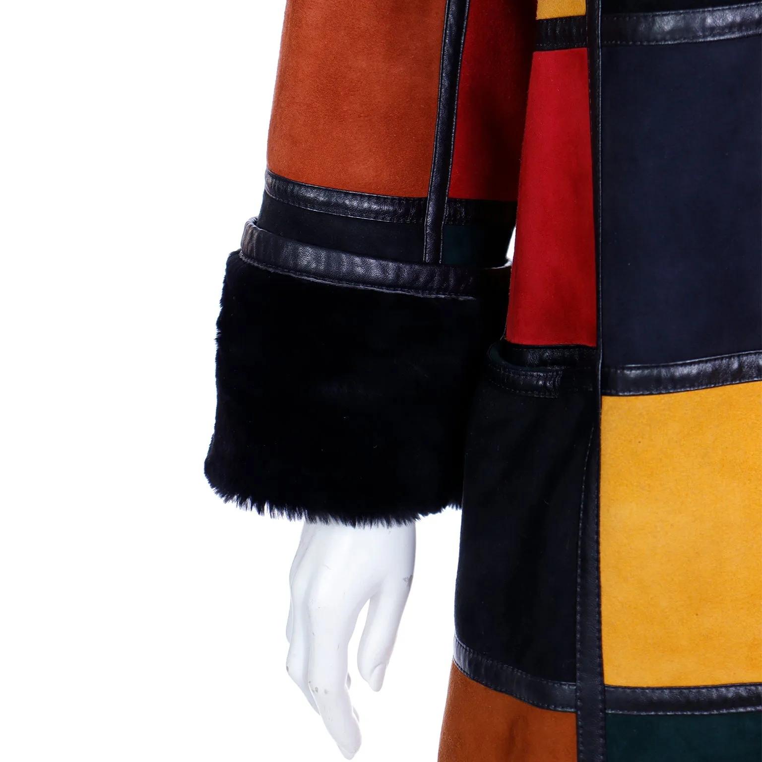 1980s Donna Karan Patchwork Shearling Reversible to Faux Fur Coat