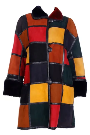 1980s Donna Karan Patchwork Shearling Reversible to Faux Fur Coat