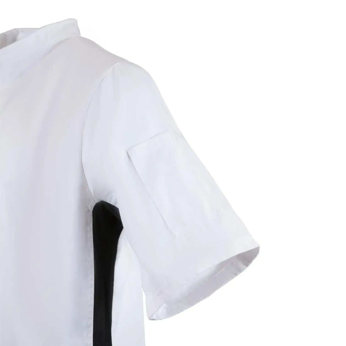 A928-L Whites Nevada Unisex Chefs Jacket Short Sleeve Black and White L