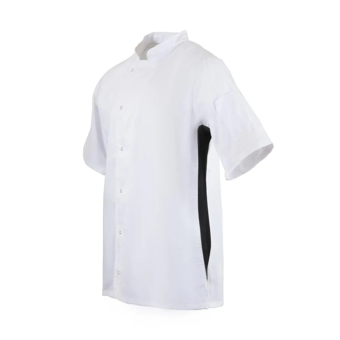 A928-L Whites Nevada Unisex Chefs Jacket Short Sleeve Black and White L