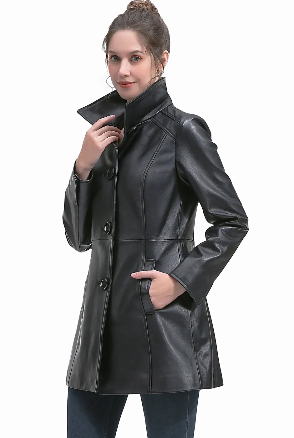 BGSD Women Sarai Lambskin Leather Coat