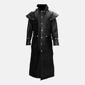 Black Leather Mens Duster Coat