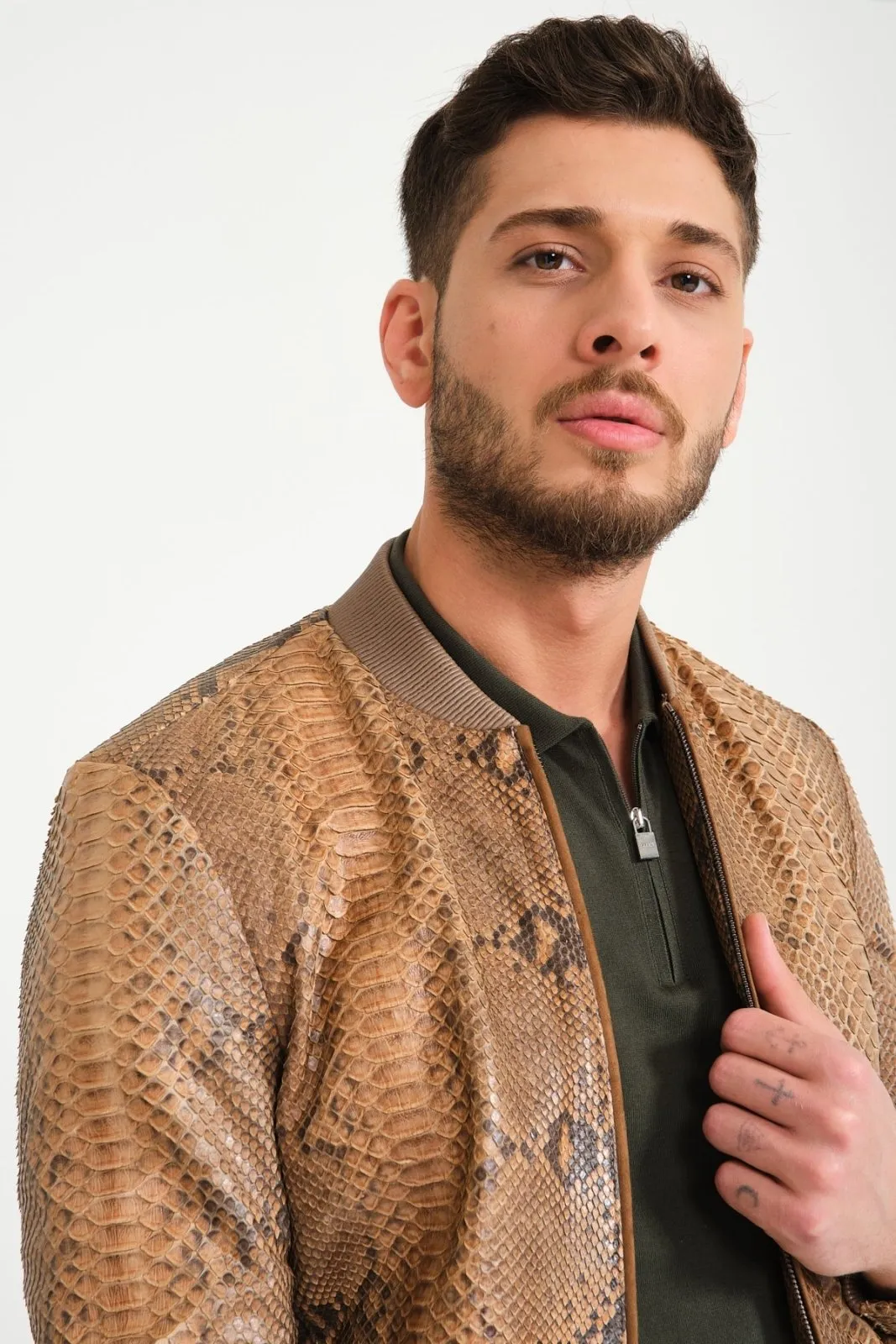 Brown Python Leather Jacket