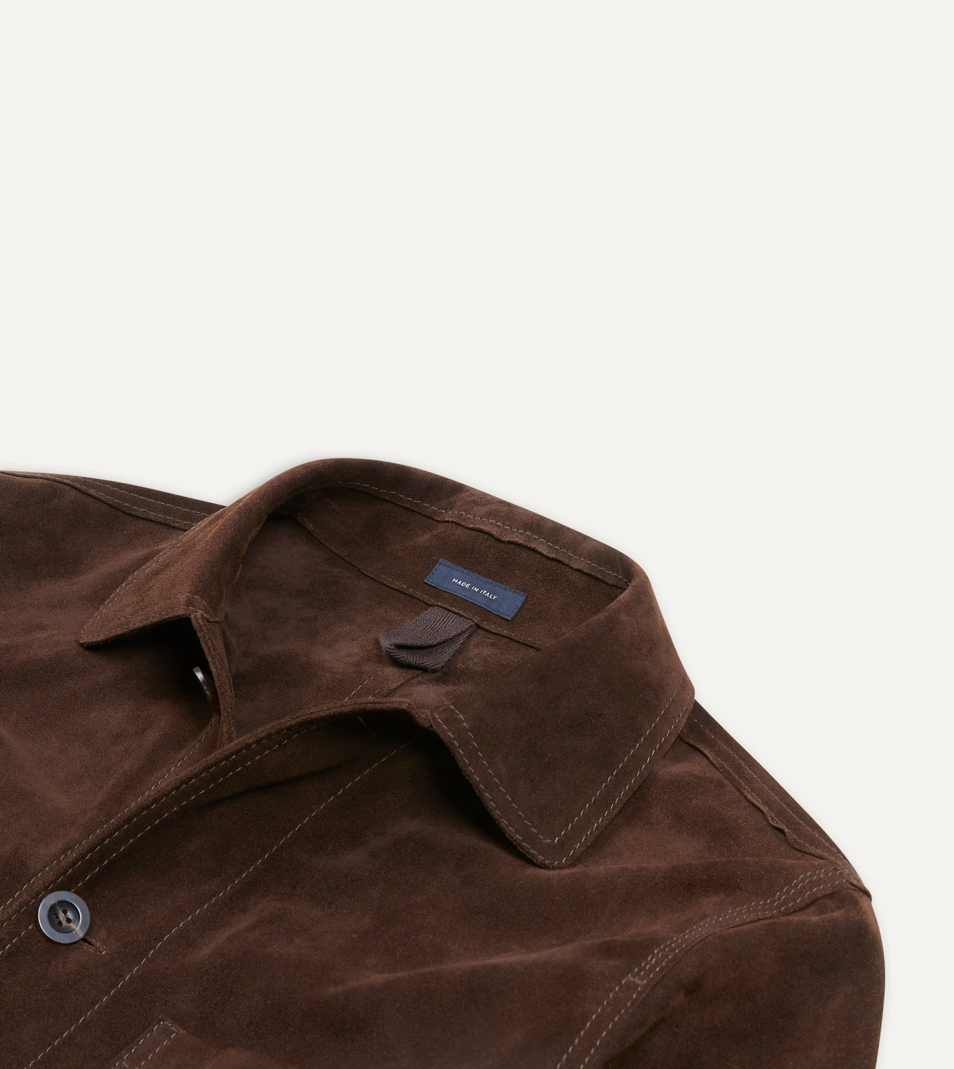 Chocolate Brown Heavyweight Suede Five-Pocket Chore Jacket