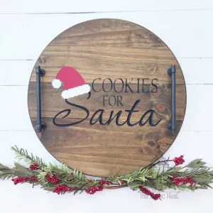 Cookies for Santa Wood Tray | Engraved Wood Serving Tray | Engraved Christmas Tray | Wood Christmas Tray | Wooden Santa Milk and Cookie Tray