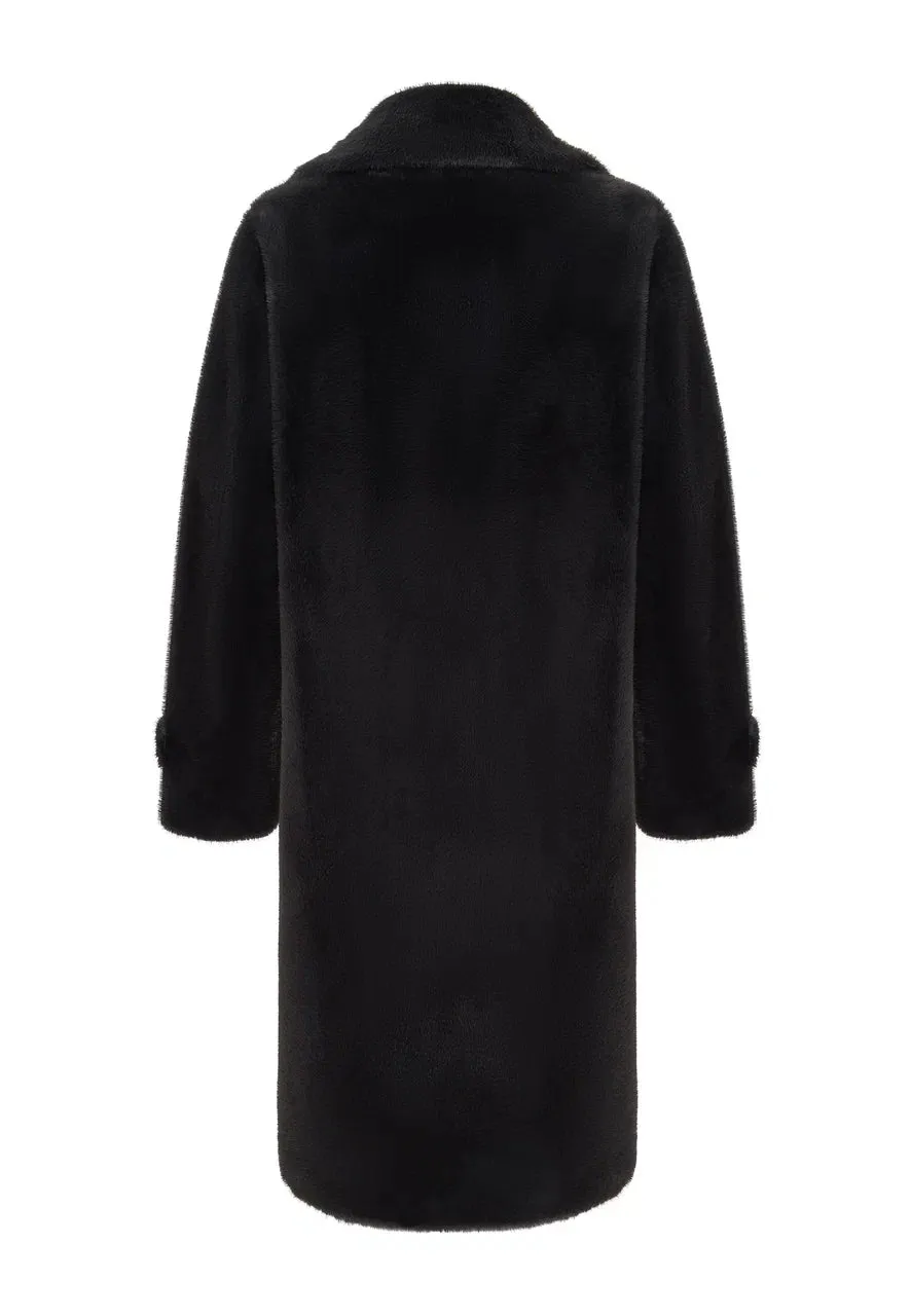 Double-Buttoned Faux Fur Coat Miriam - Black