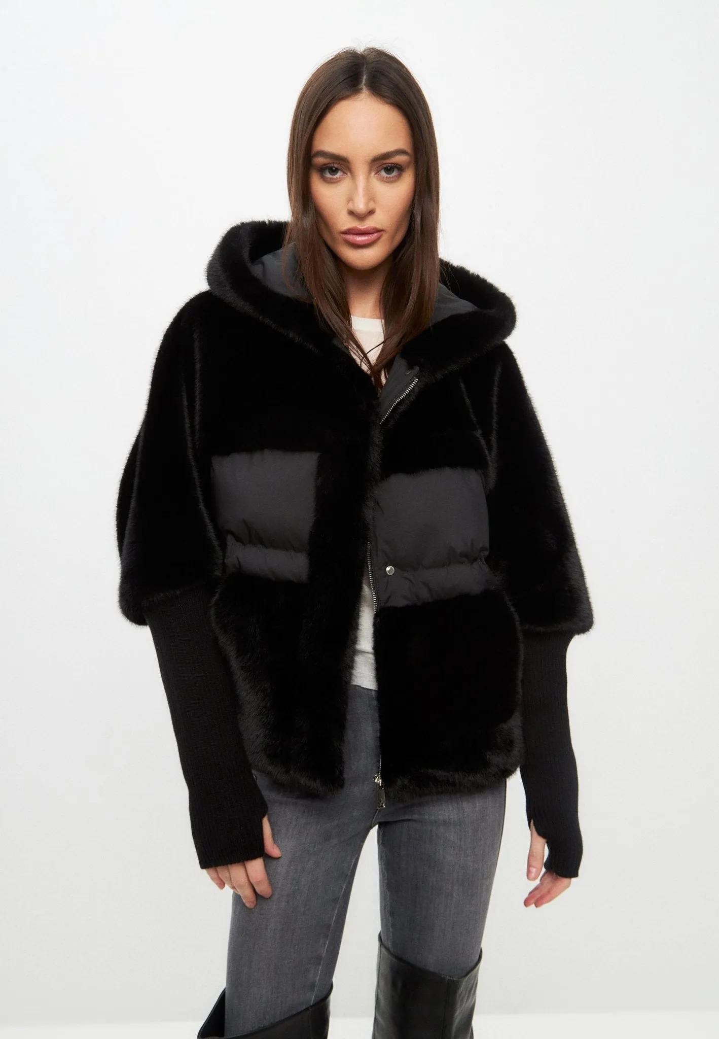 Faux Fur Jacket - Black