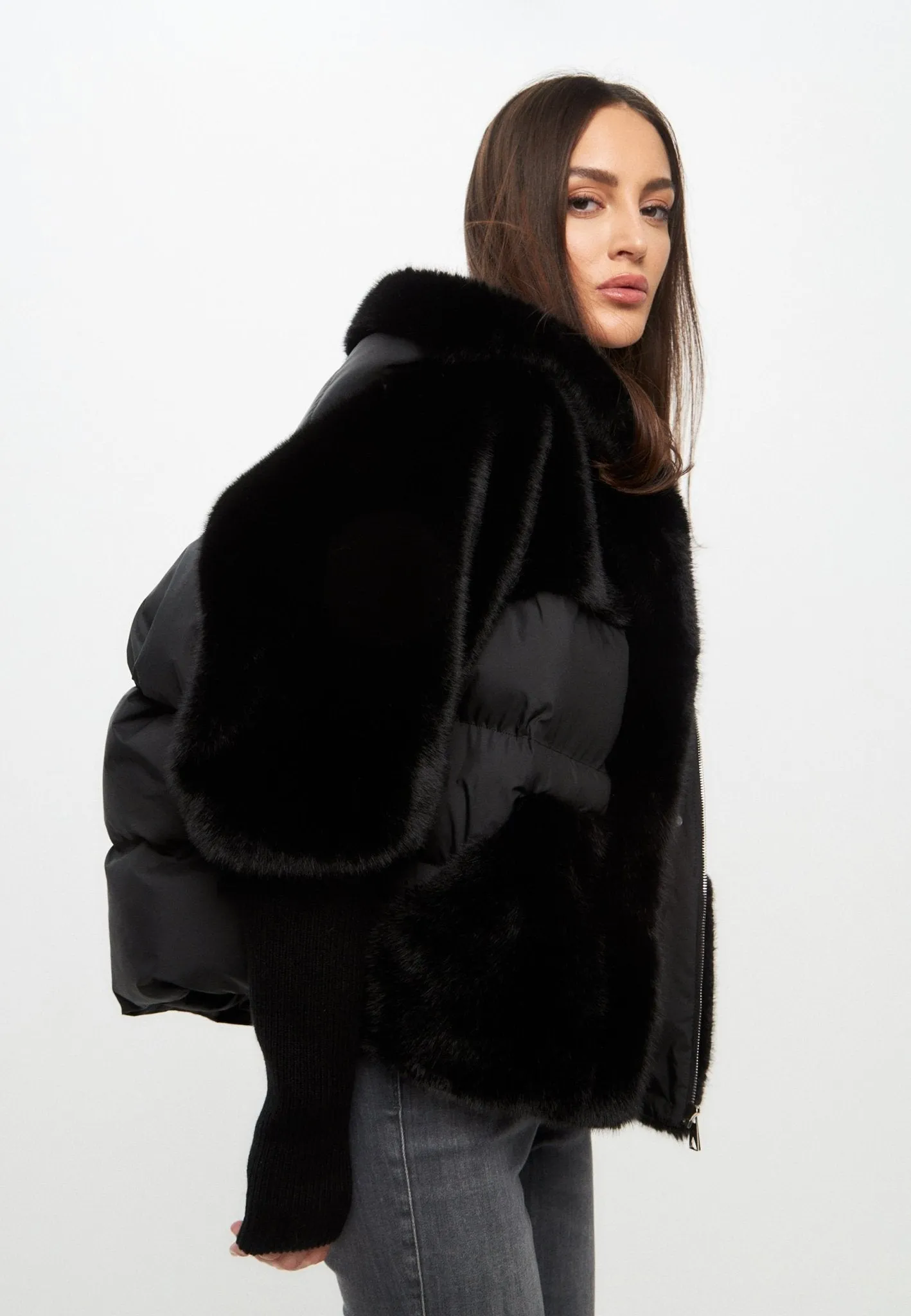 Faux Fur Jacket - Black