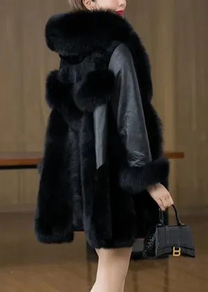 Fox Collar Button Mink Hair Coats Winter