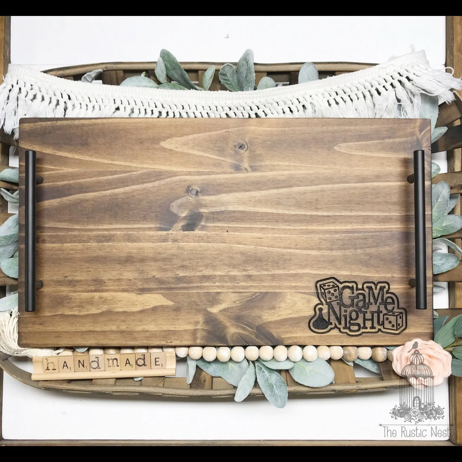 Game Night Serving Tray | Game Night Tray | Wood Serving Tray | Laser Engraved Wood Serving Tray | Breakfast in Bed Tray | Wood Serving Tray