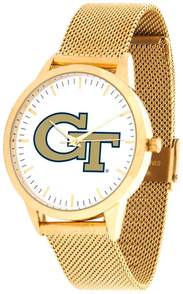 Georgia Tech Statement Mesh Band Unisex Watch - Gold