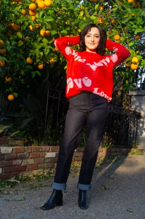 Groovy Love Slouch Sweater in Black or Red