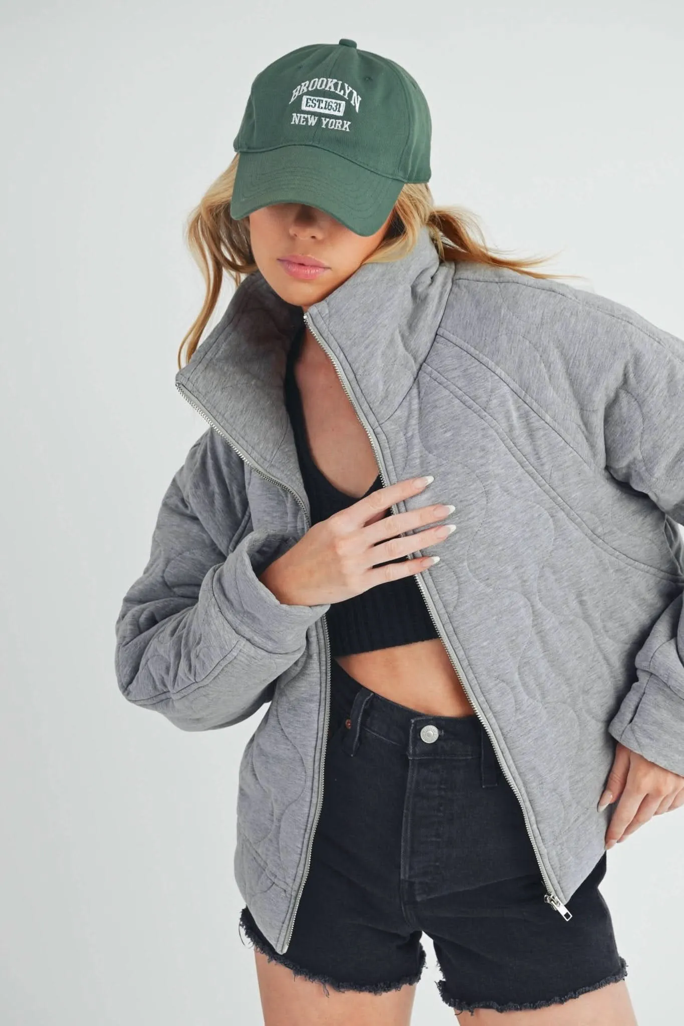 Heather Grey Darla Quilted Jacket