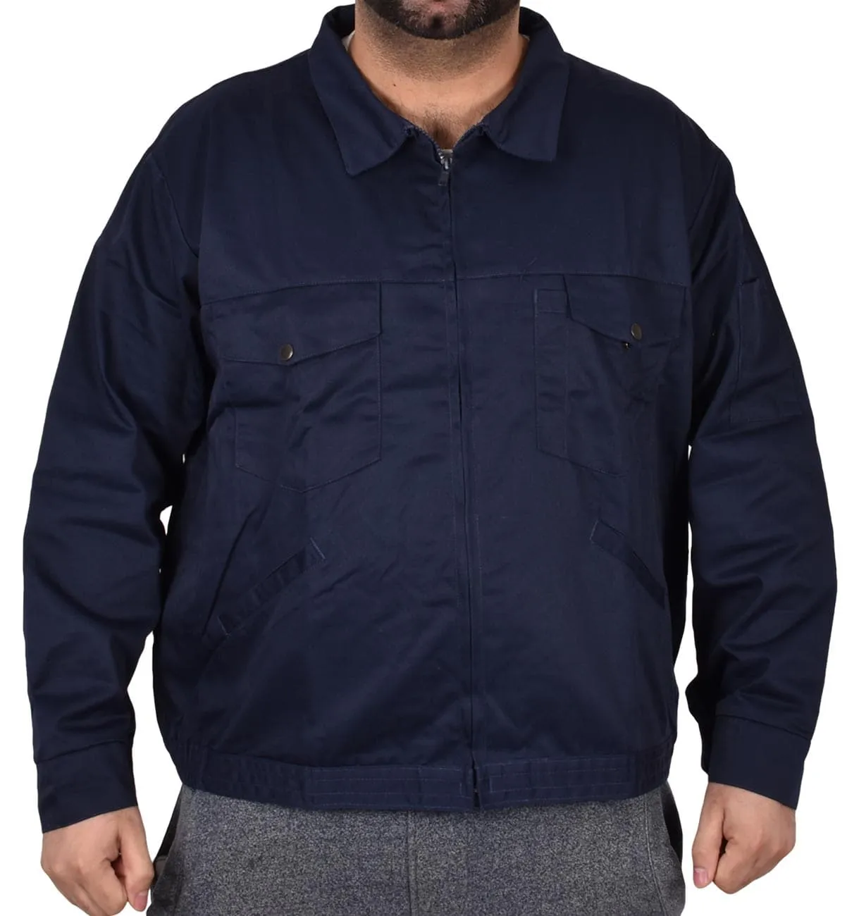 Heavy Polycotton Navy Work Jacket - S/M