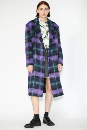 Heavy Wool Purple Plaid Coat