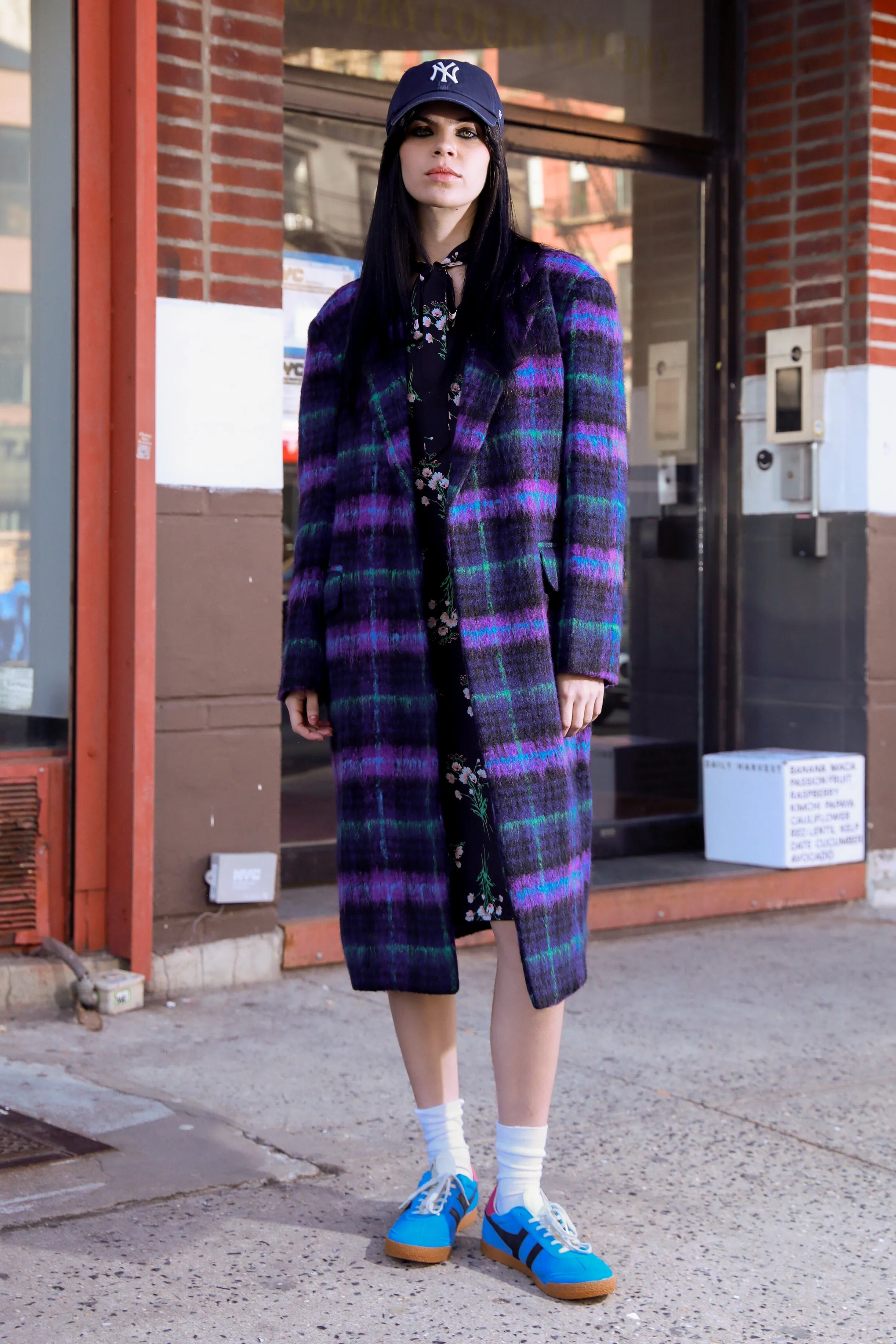 Heavy Wool Purple Plaid Coat