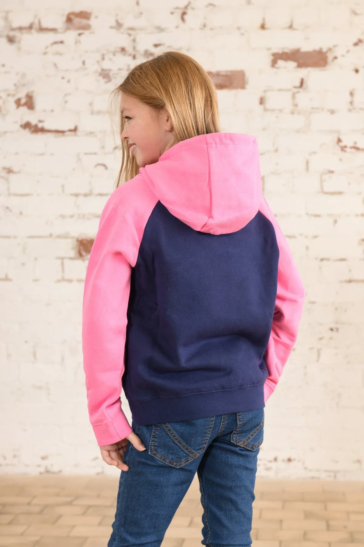 Jill Hoodie - Pink Tractor Appliqué