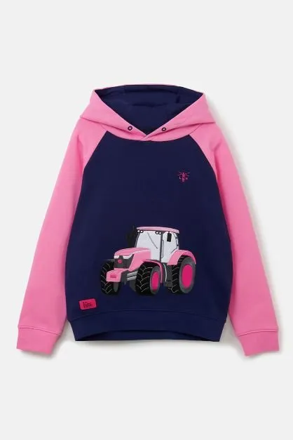 Jill Hoodie - Pink Tractor Appliqué