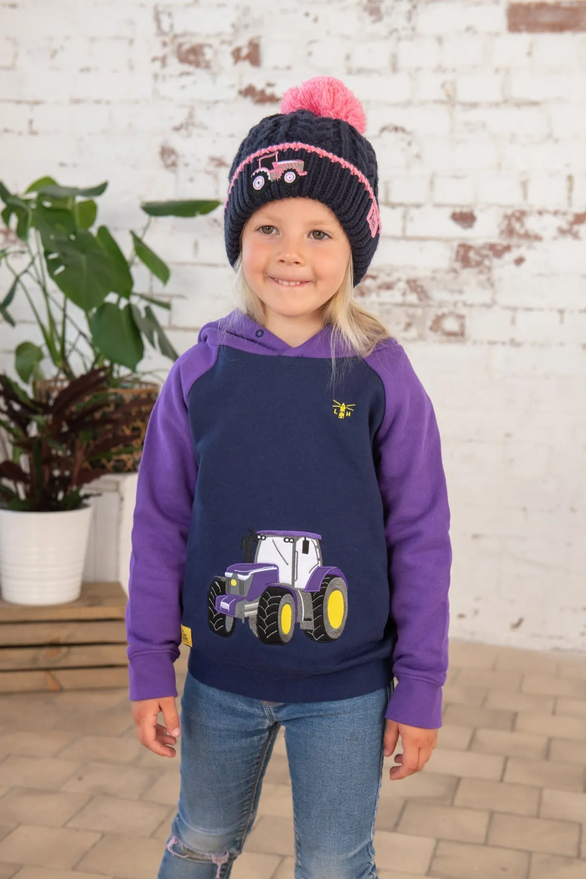 Jill Hoodie - Purple Tractor Applique