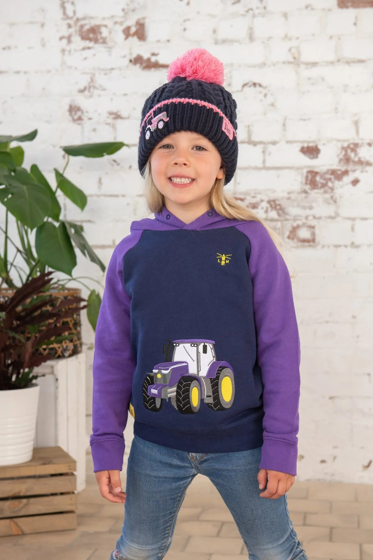 Jill Hoodie - Purple Tractor Applique