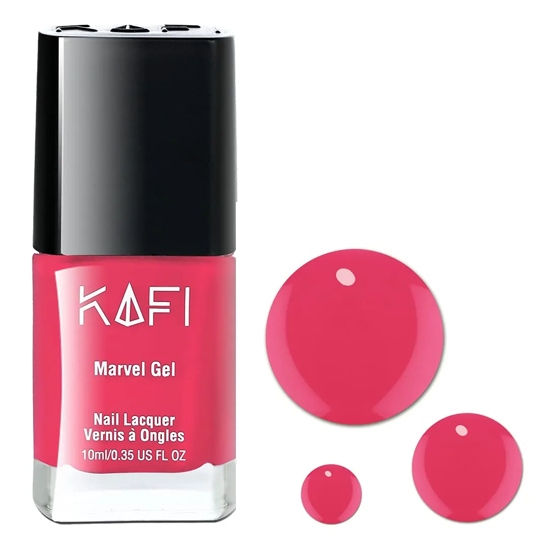 KAFI Gel Effect Nail Polish (Desire Pink)   Protective TOP COAT (Transparent) - Long lasting, Non Toxic, High Shine, Vegan, 10 Free Formula, Salon Pro - Combo Set of 2