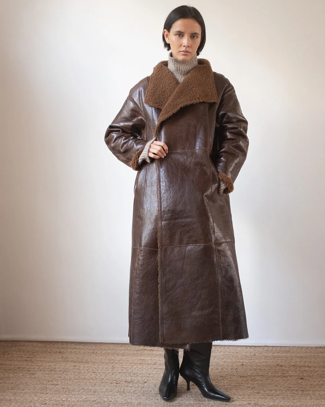 Kayla Coat Shearling Brown