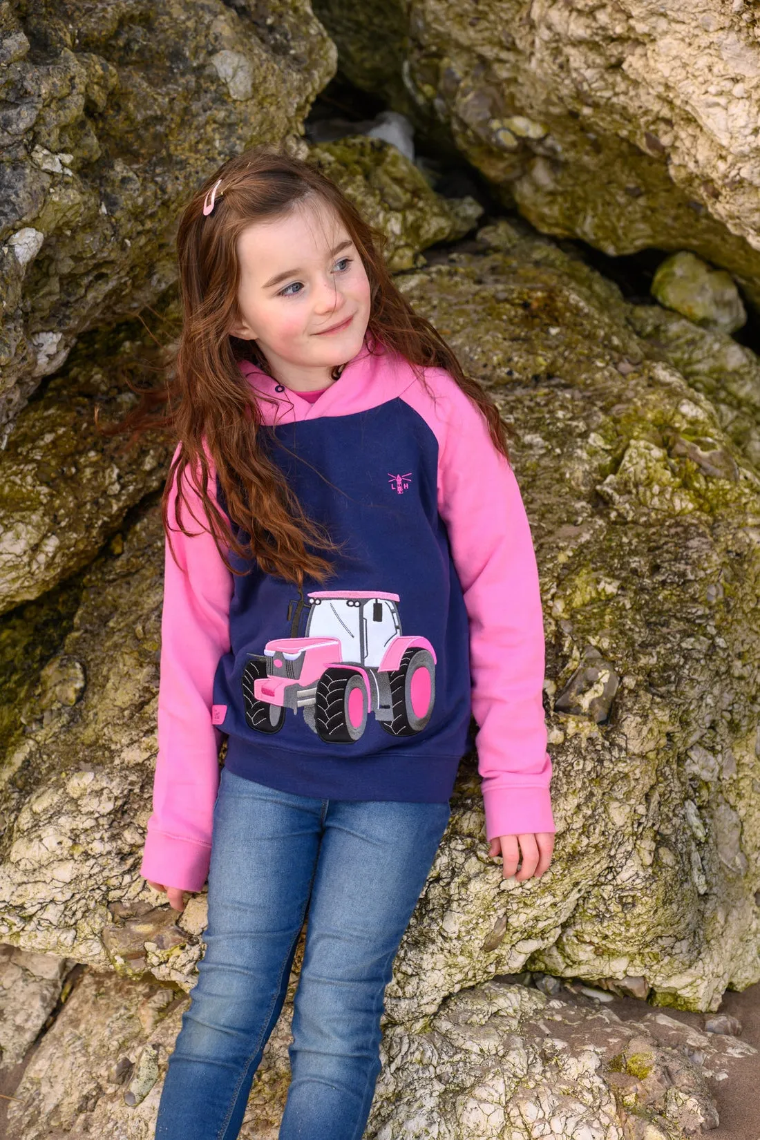 Lighthouse Kids Jill Hoodie Pink Tractor