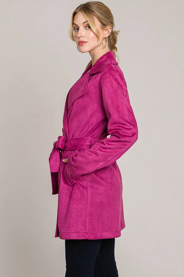 Love Me Like You Do Suede Double Breasted Trench Coat