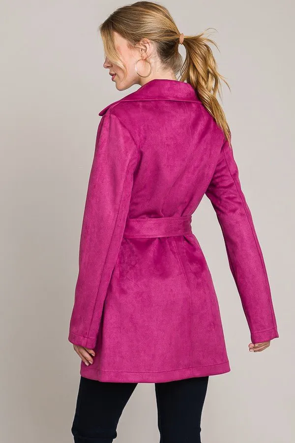 Love Me Like You Do Suede Double Breasted Trench Coat