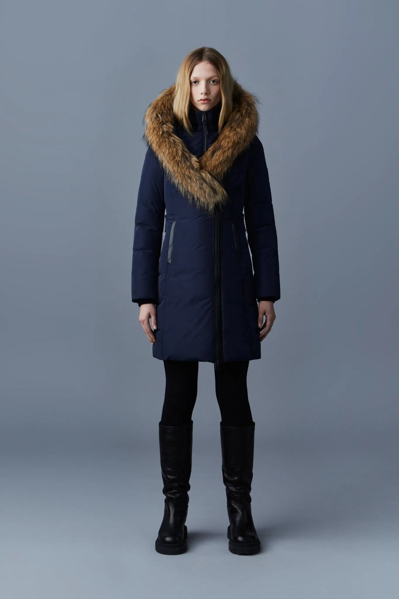 MACKAGE KAY-F - Down Coat With Natural Fur Signature Mackage Collar