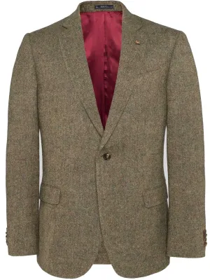 MAGEE Handwoven Donegal Tweed Jacket - Mens Liffey - Green Salt & Pepper