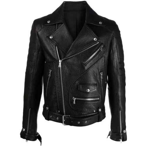 Men Biker Leather Jackets: Balmain