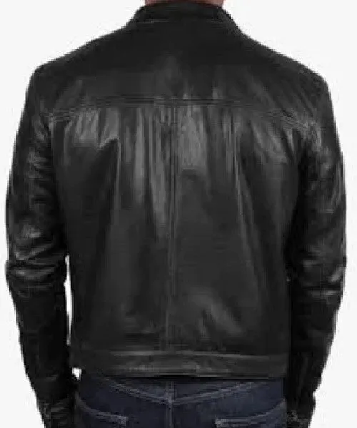 Men’s Black Slim fit Biker Motorcycle Vintage Cafe Racer Genuine Leather Jacket