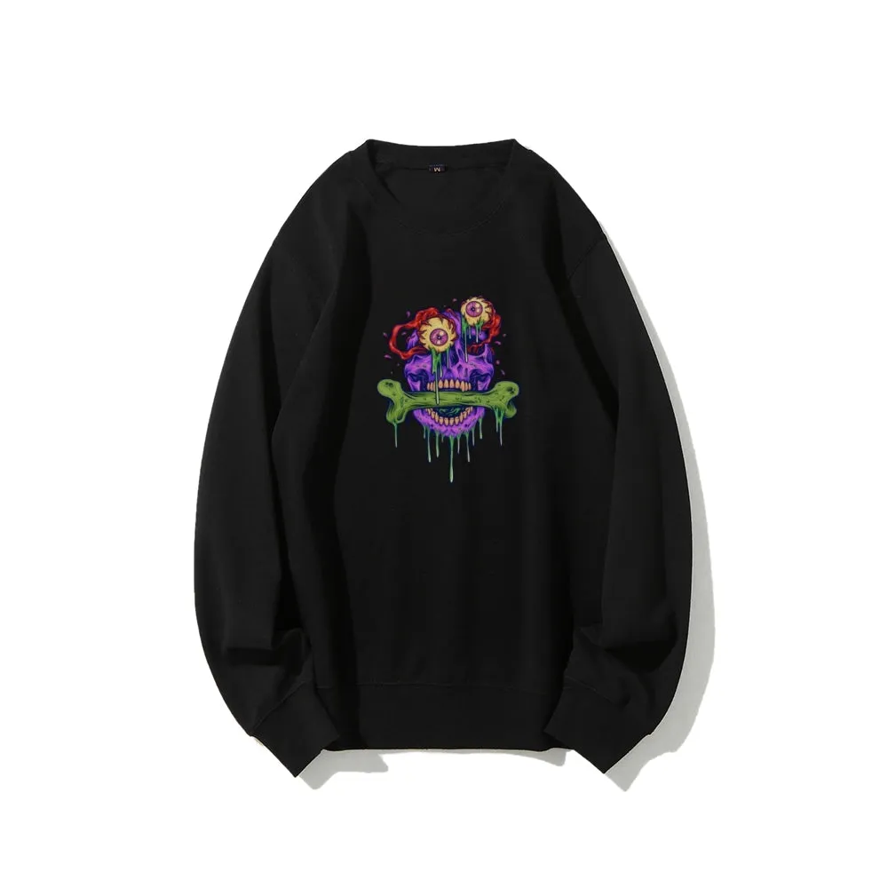 Mens Scary Eyeball Skull Graphic Sweatshirts