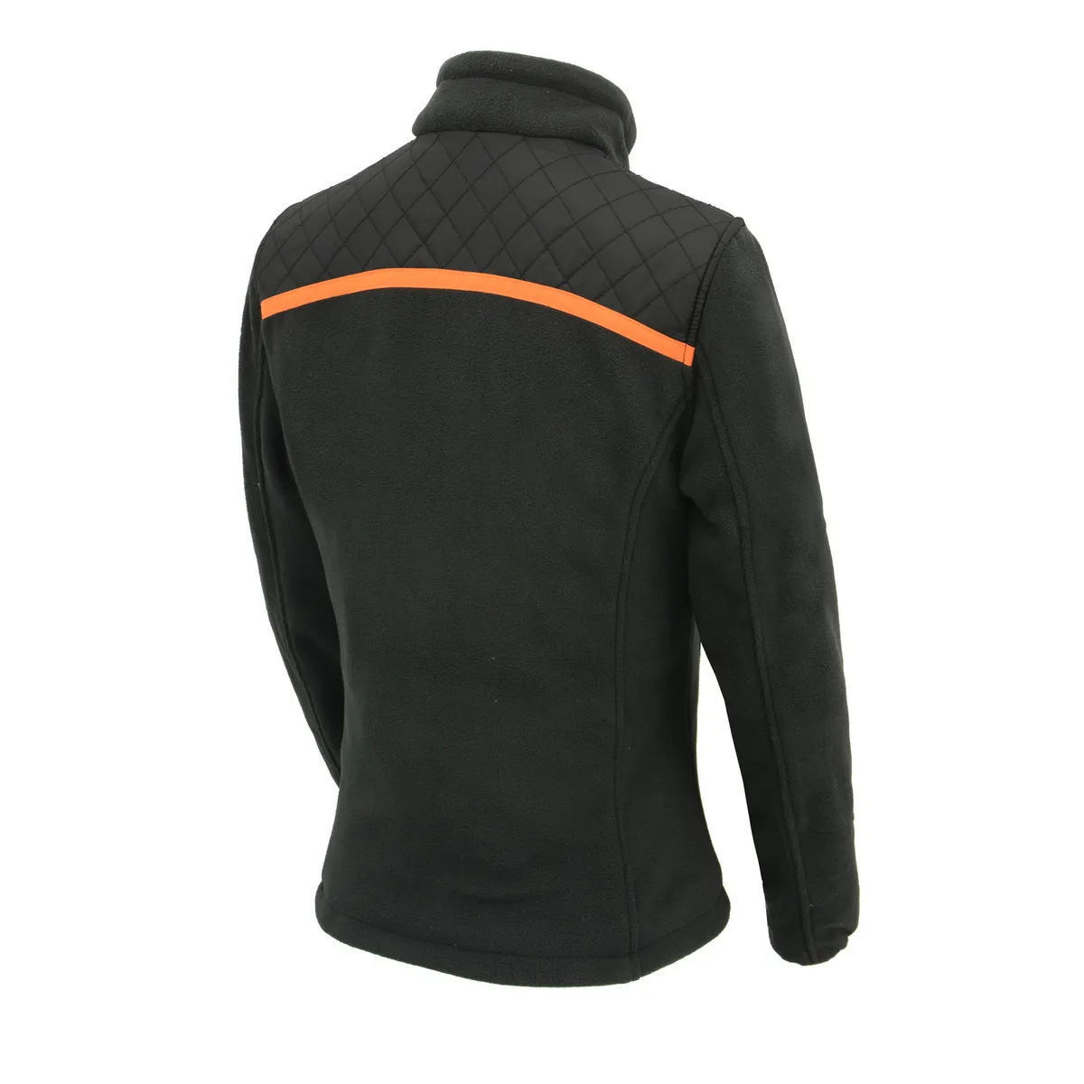 Milwaukee Leather MPL2783 Women's Black Micro Fleece Zipper Front Jacket with Orange Stripe