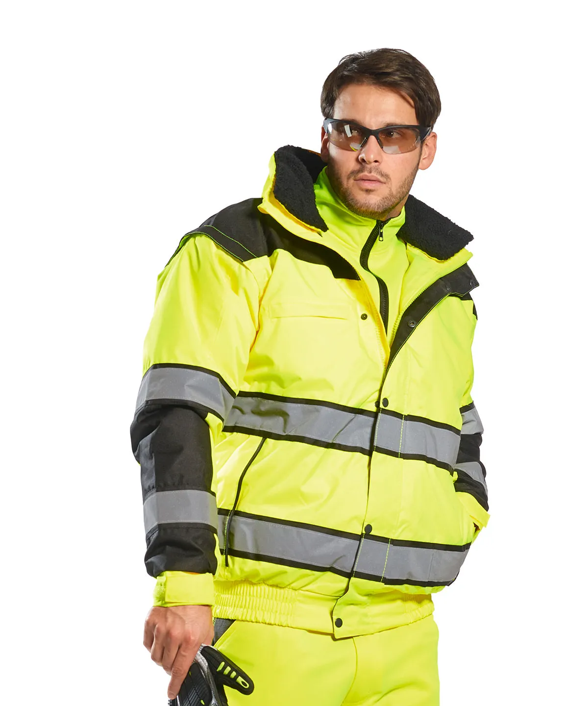 Orange/Black - Hi-vis classic bomber jacket (C466)