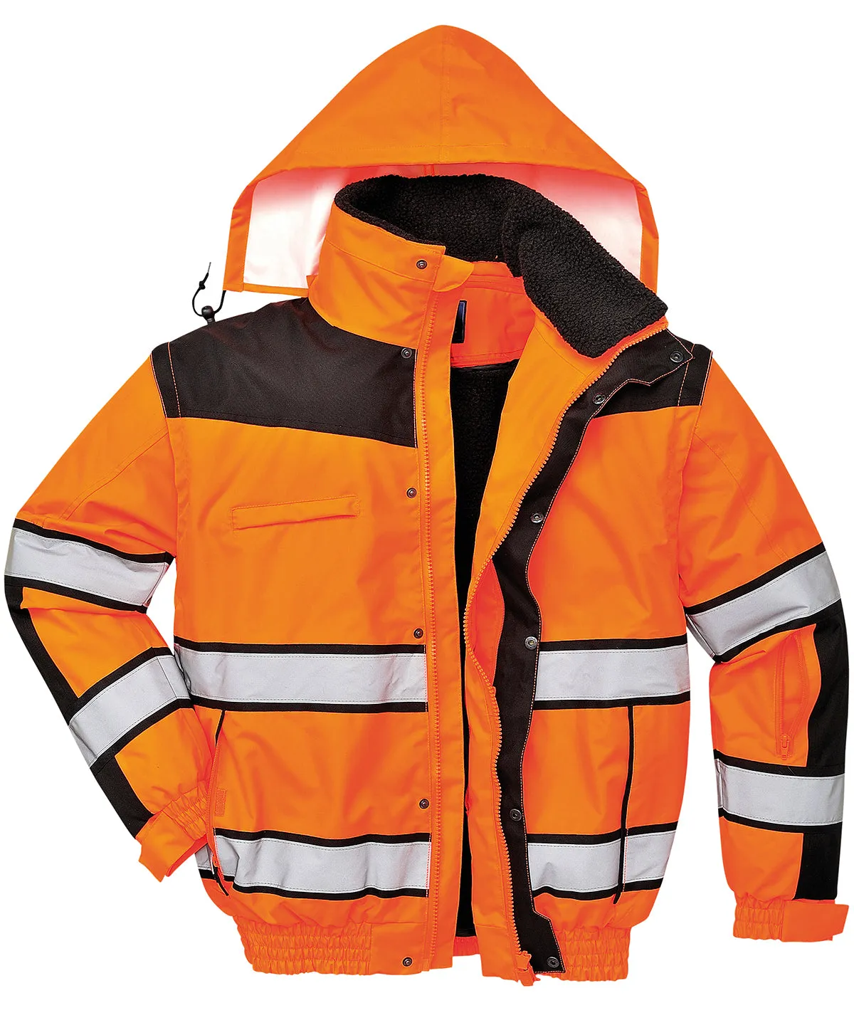 Orange/Black - Hi-vis classic bomber jacket (C466)