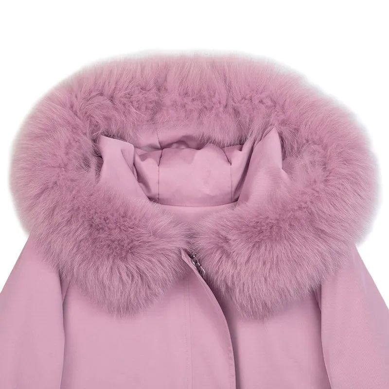 Pink Parka Style Down Jacket