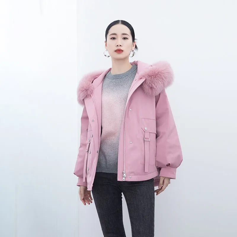 Pink Parka Style Down Jacket