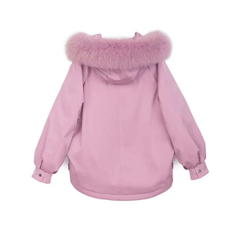 Pink Parka Style Down Jacket