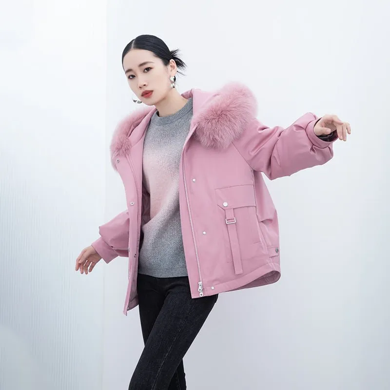 Pink Parka Style Down Jacket