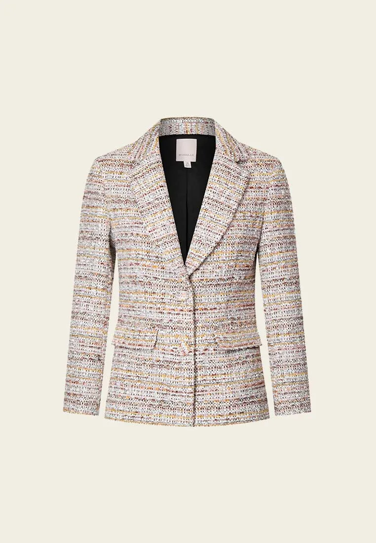 Pink Tweed Lapel Blazer