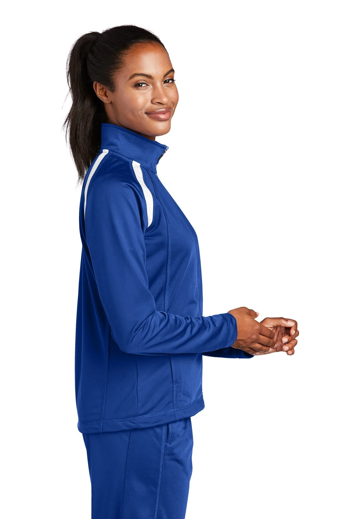 Sport-Tek Ladies Tricot Track Customized Jackets, True Royal/White