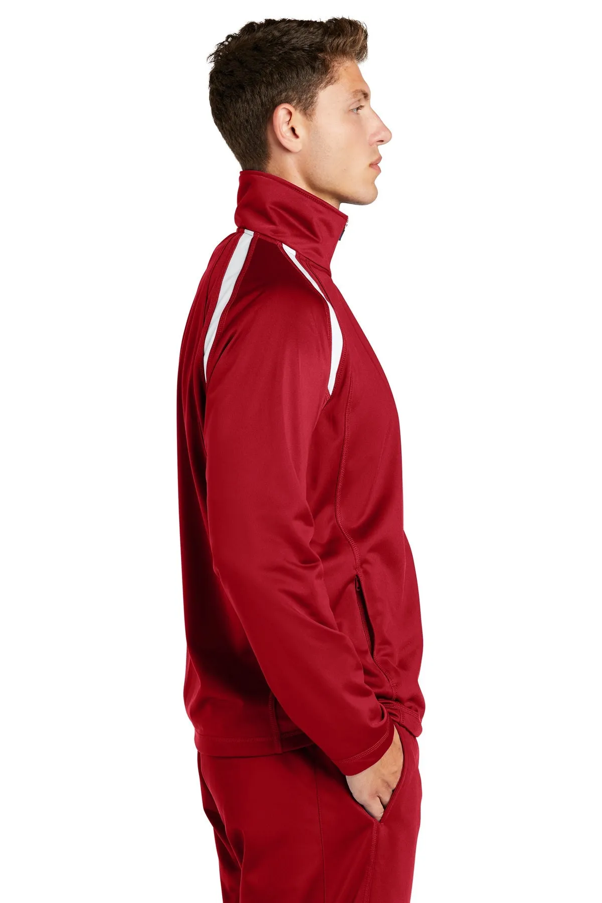 Sport-Tek Tricot Track Branded Jackets, True Red/White