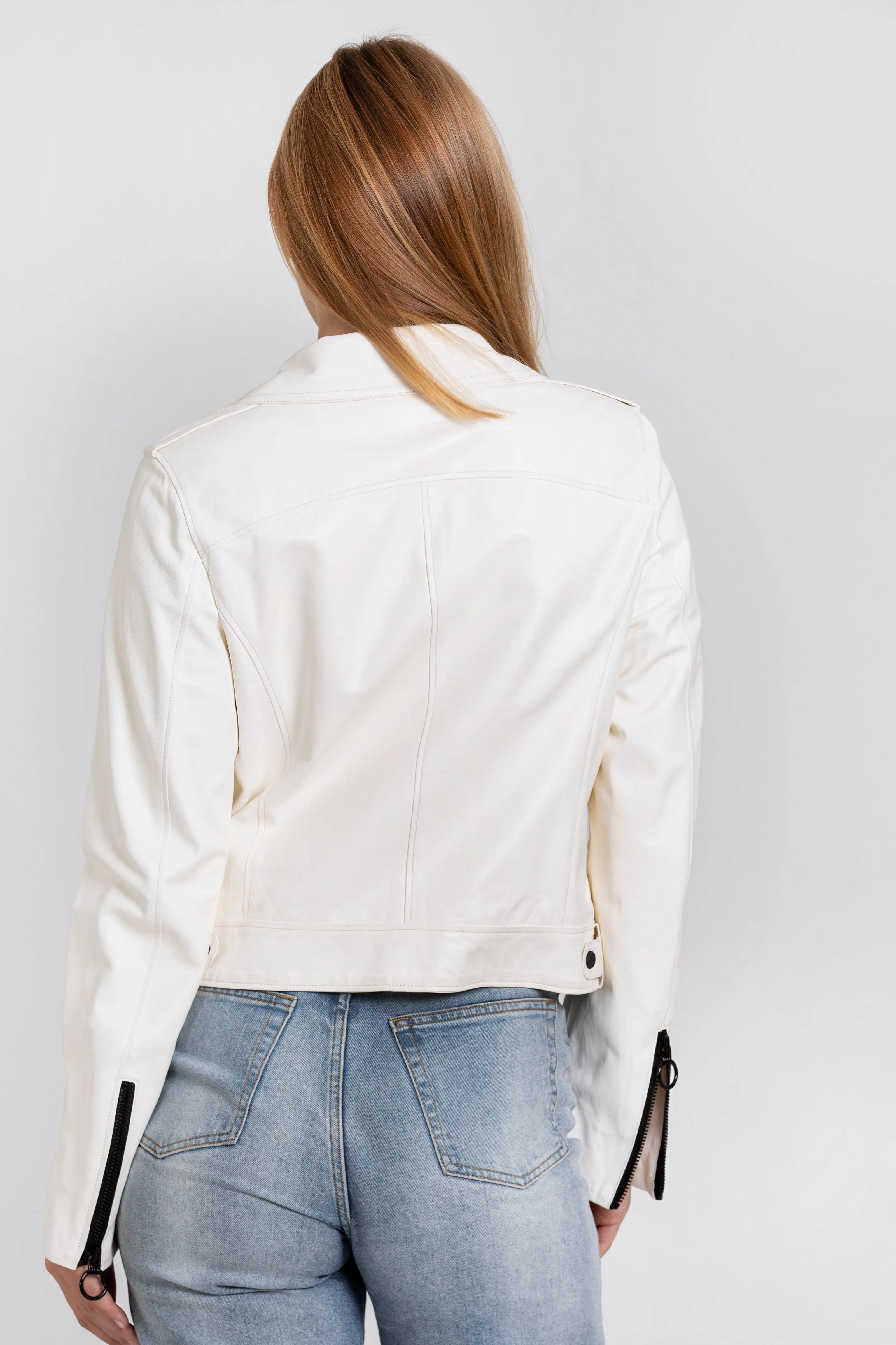 The Altona Leather White Women Jacket